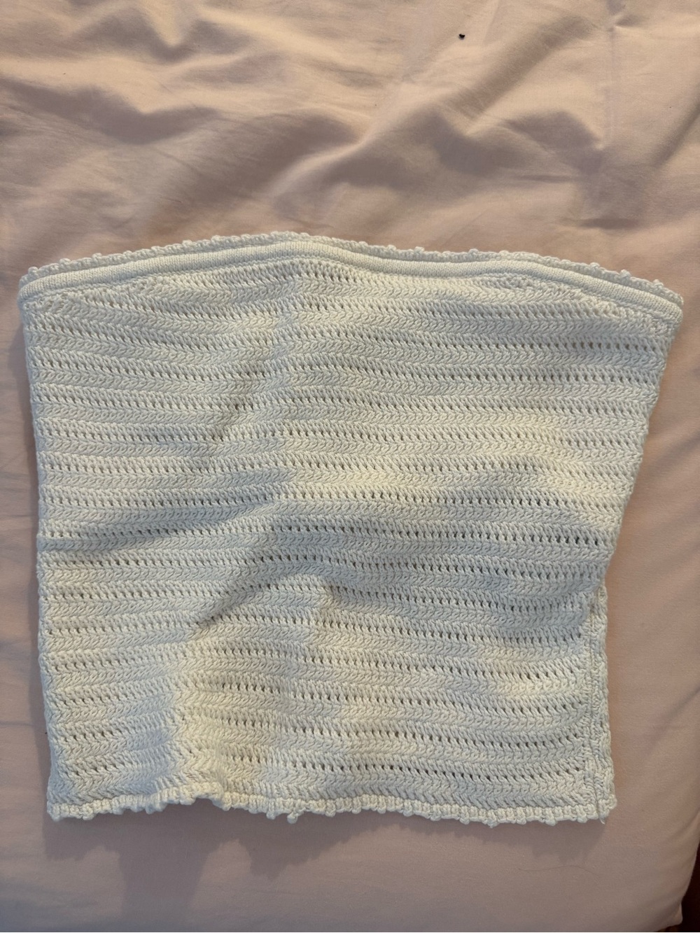 Abercrombie & Fitch White Crocheted Strapless Tube Top